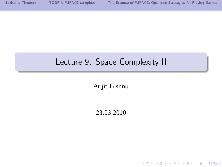 lecture 9 space complexity ii