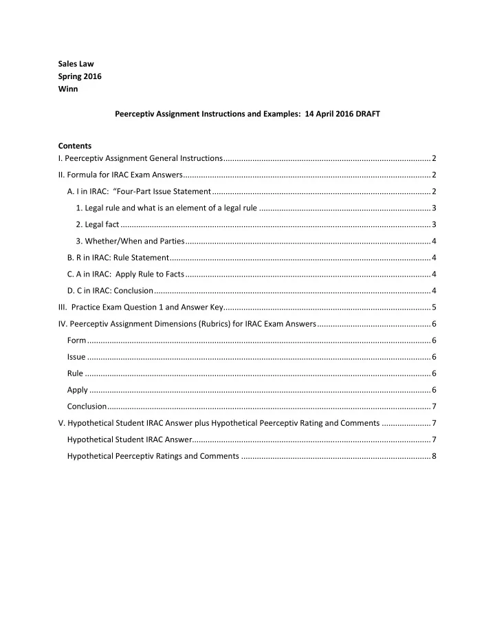 sales law spring 2016 winn peerceptiv assignment