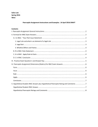 Sales Law  Spring 2016  Winn  Peerceptiv Assignment Instructions and Examples:  14 April 2016 DRAFT