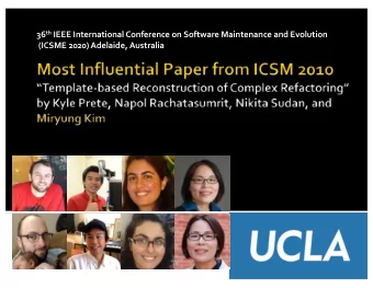 36 th IEEE International Conference on Software Maintenance and Evolution  (ICSME 2020) Adelaide,