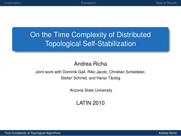 on the time complexity of distributed topological self
