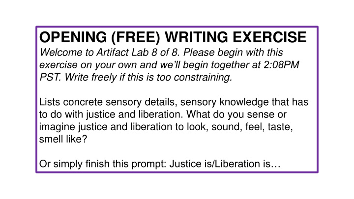 opening free writing exercise