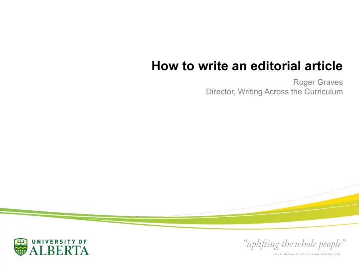 how to write an editorial article