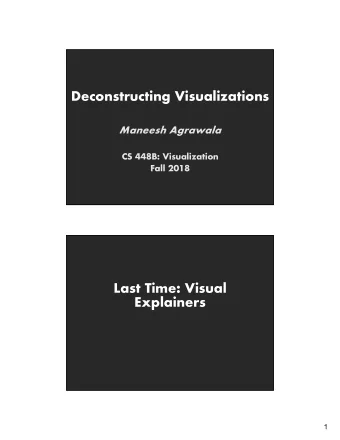 Deconstructing Visualizations  Maneesh Agrawala  CS 448B: Visualization  Fall 2018  Last Time: