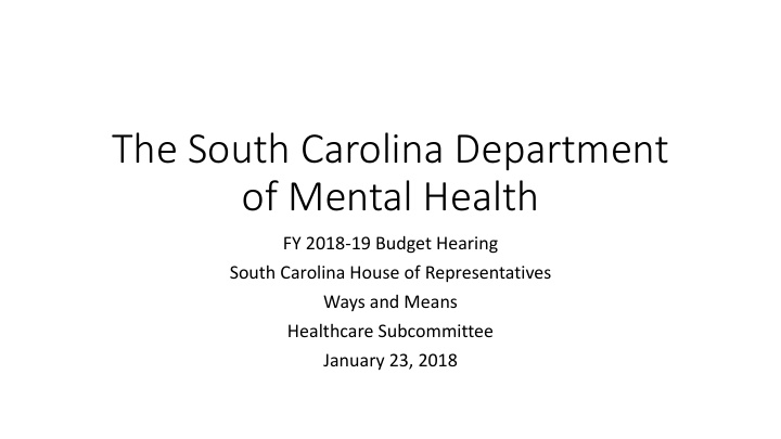 the south carolina department of mental health