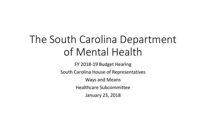 the south carolina department of mental health