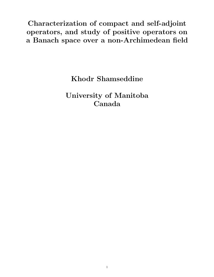 characterization of compact and self adjoint operators