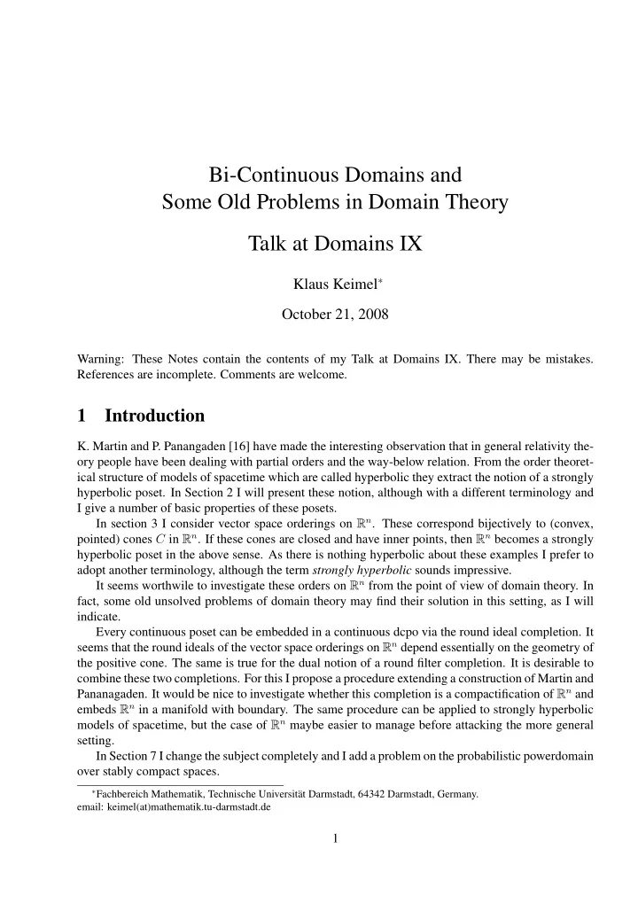 bi continuous domains and some old problems in domain