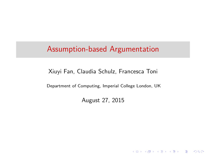 assumption based argumentation