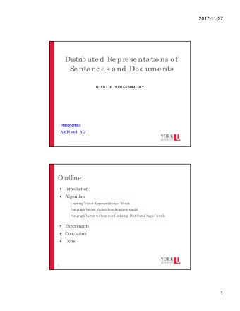 Distrib ute d Re pre se nta tio ns o f  Se nte nc e s a nd Do c ume nts  QUOC L  E  , T  OMAS MI  K
