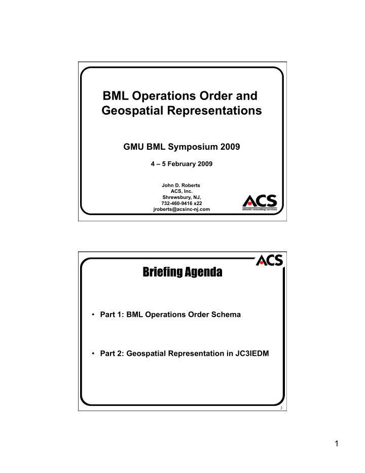 bml operations order and geospatial representations