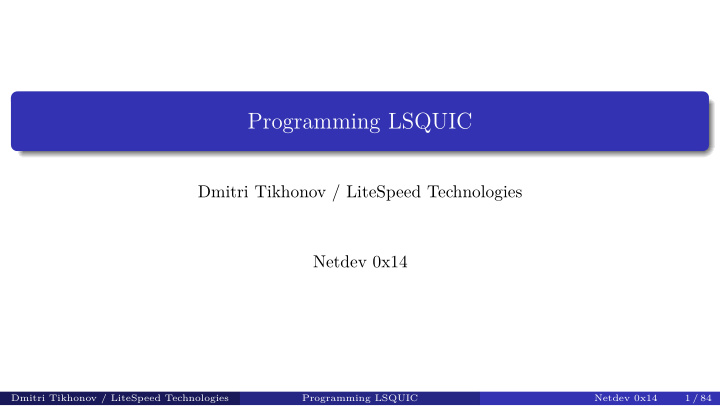 programming lsquic