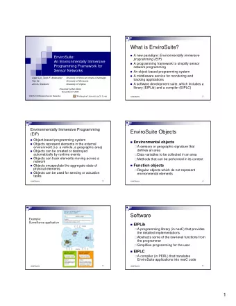 What is EnviroSuite?  A new paradigm: Environmentally immersive  EnviroSuite:  programming (EIP)