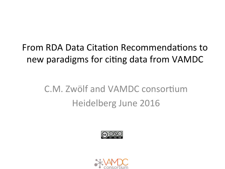 from rda data cita on recommenda ons to new paradigms for
