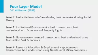 Four  Layer  Model    O.E.  Williamson  (1998)   Level  1: Embeddedness