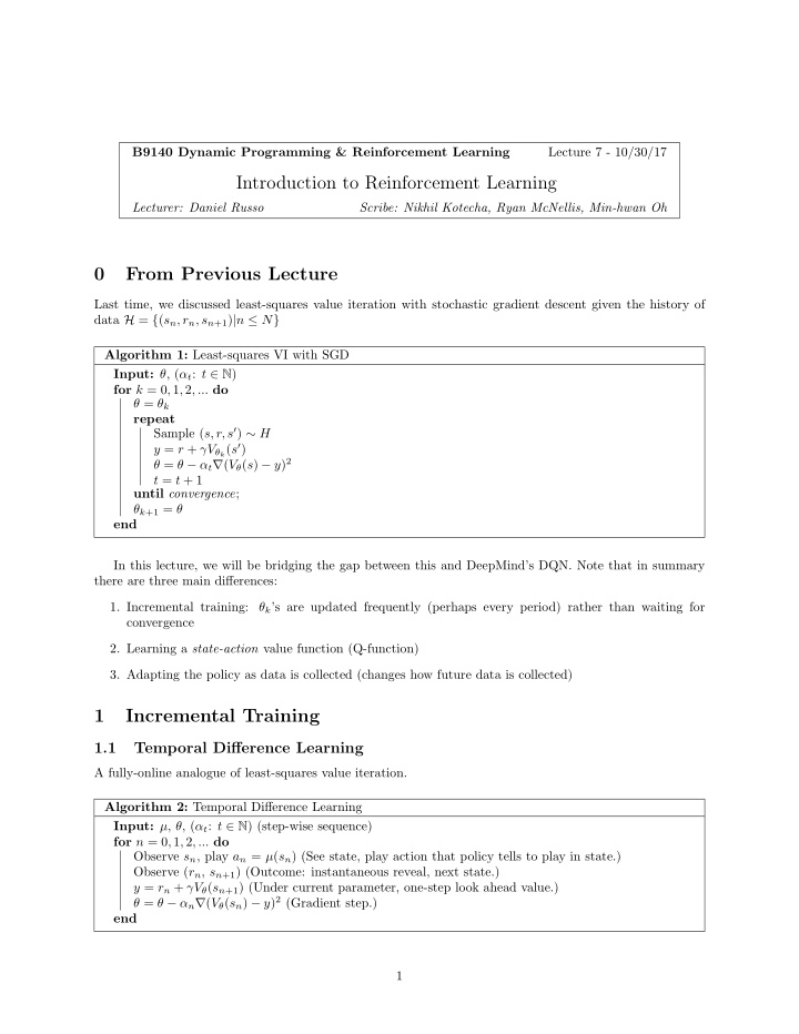 introduction to reinforcement learning