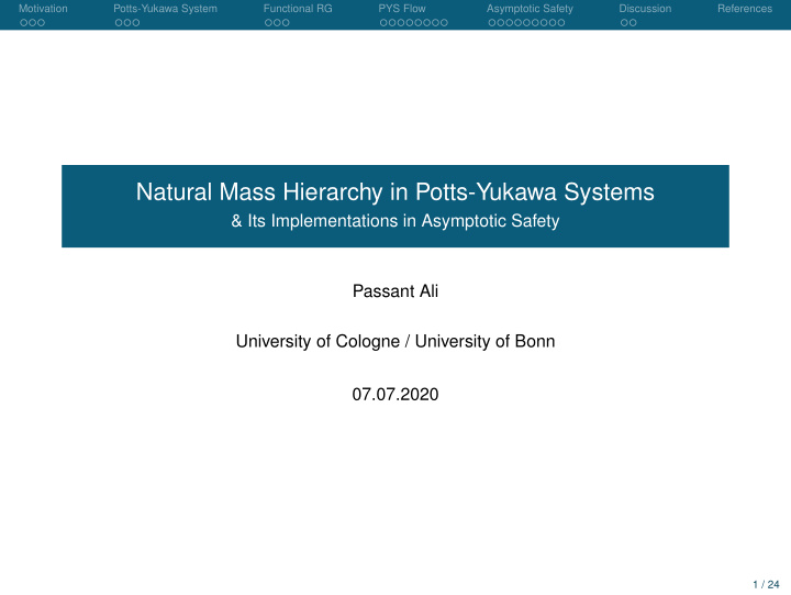 natural mass hierarchy in potts yukawa systems