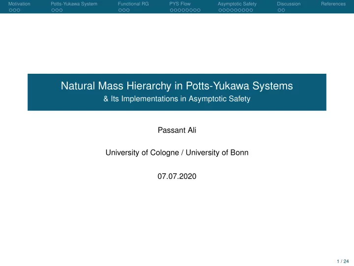 natural mass hierarchy in potts yukawa systems