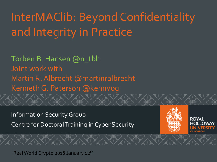intermaclib beyond confidentiality and integrity in