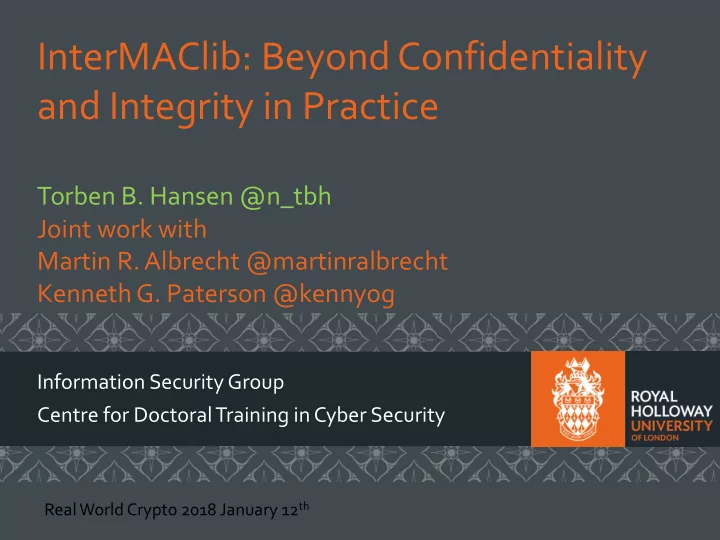 intermaclib beyond confidentiality and integrity in