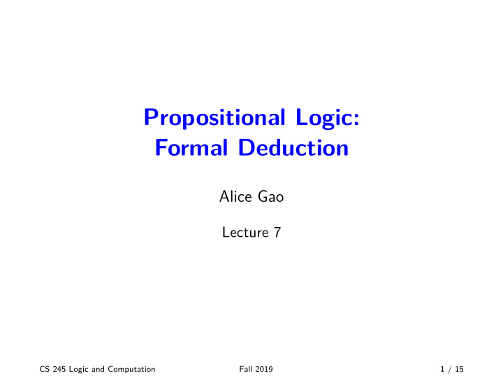 propositional logic formal deduction