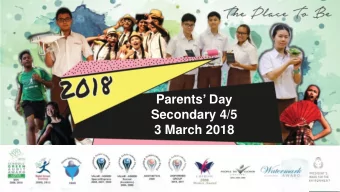 Parents  Day  Secondary 4/5  3 March 2018  Objectives of Todays Session  To provide an