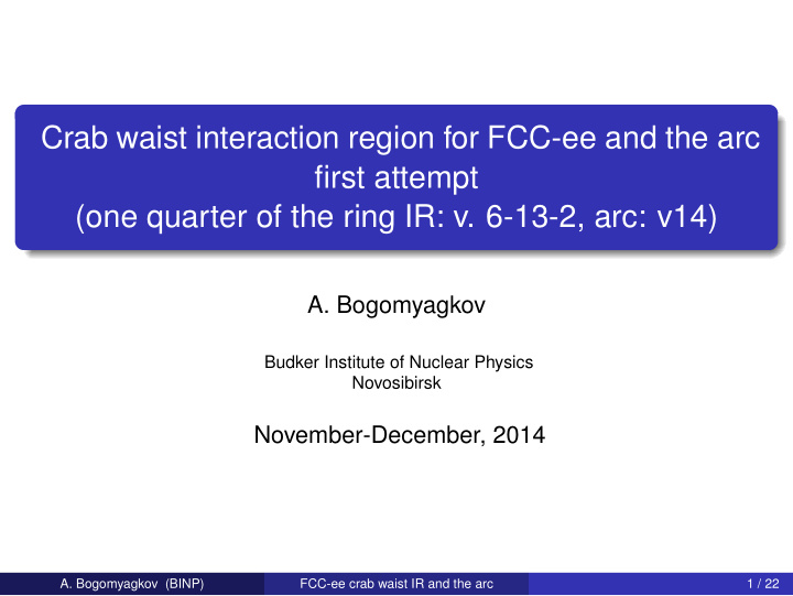 crab waist interaction region for fcc ee and the arc