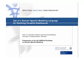 Use of a Domain Specific Modeling Language  for Realizing Versatile Dashboards  for Realizing