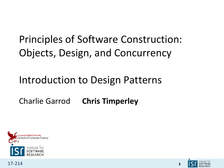 principles of software construction objects design and