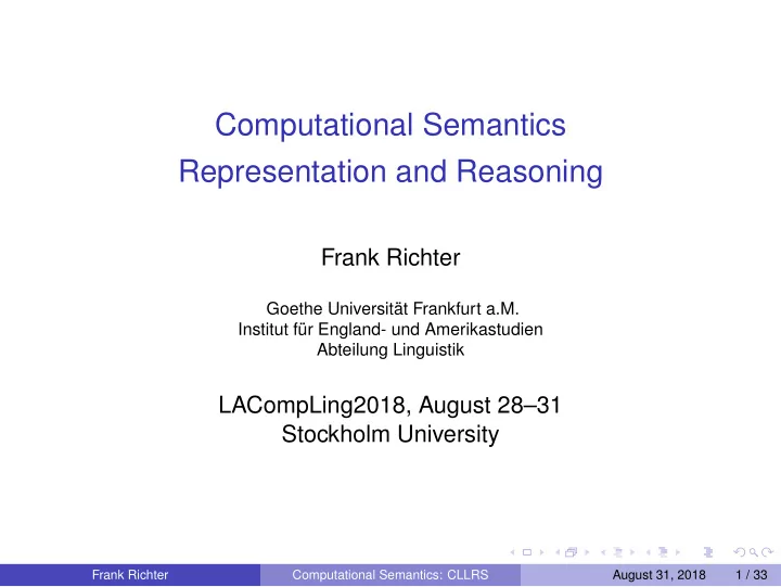 computational semantics representation and reasoning