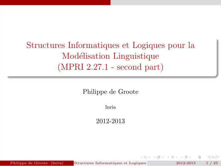 structures informatiques et logiques pour la mod