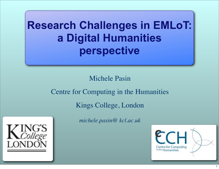 research challenges in emlot a digital humanities
