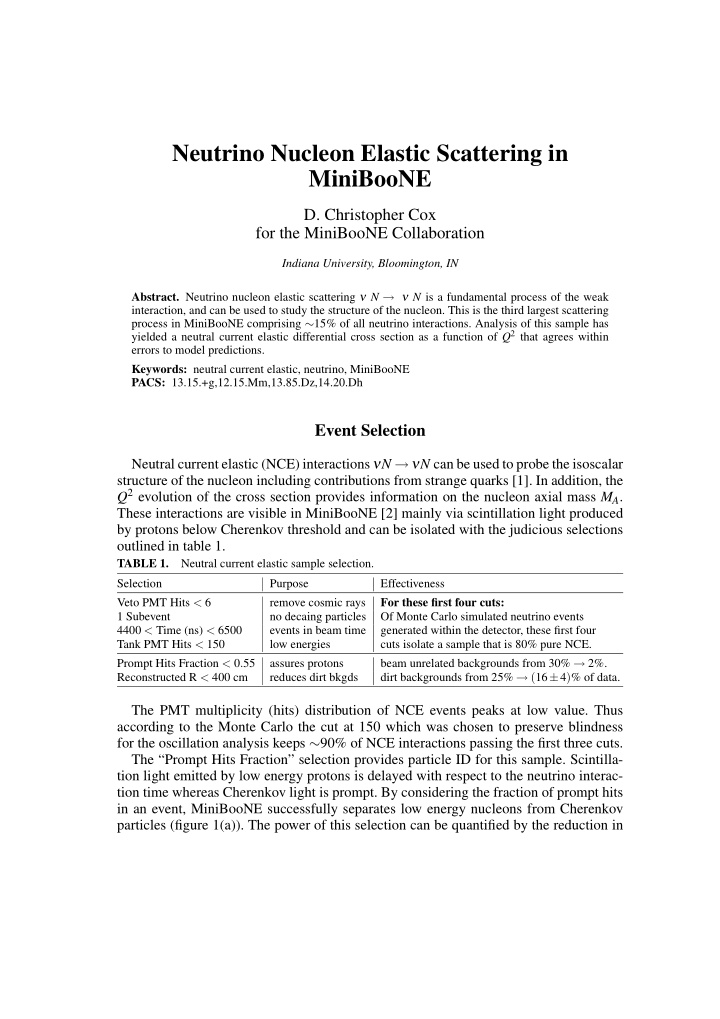 neutrino nucleon elastic scattering in miniboone