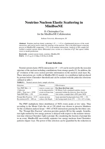 Neutrino Nucleon Elastic Scattering in  MiniBooNE  D. Christopher Cox  for the MiniBooNE