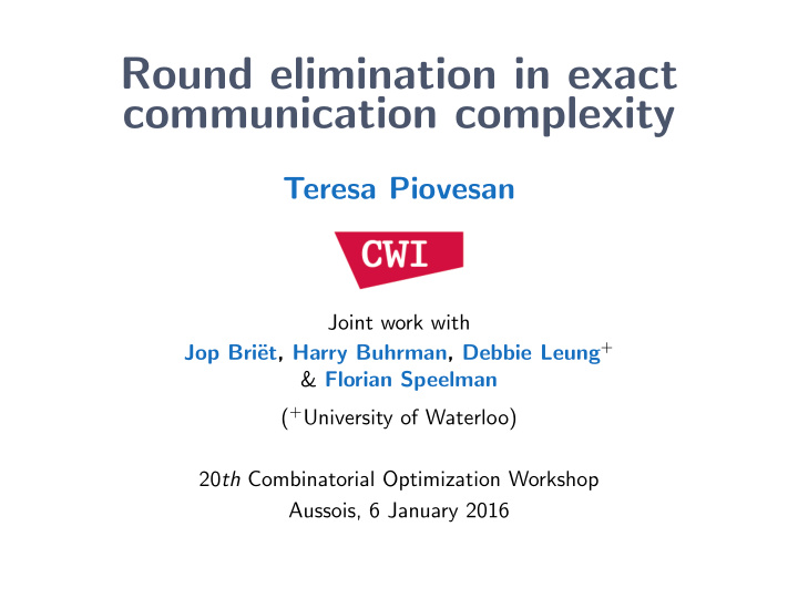 round elimination in exact communication complexity