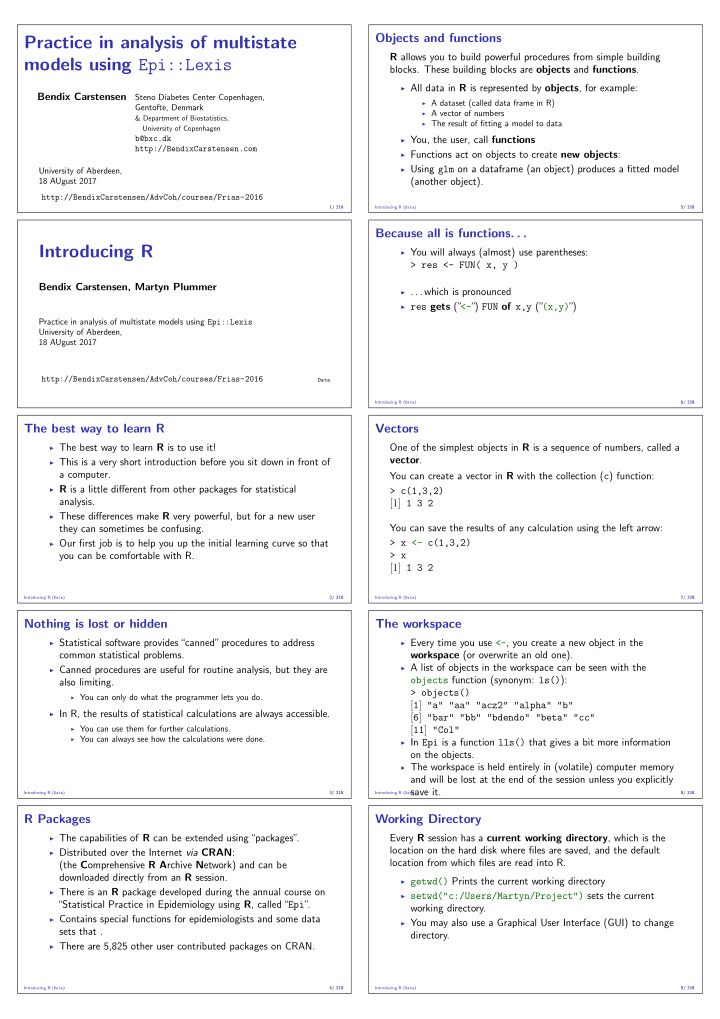 practice in analysis of multistate