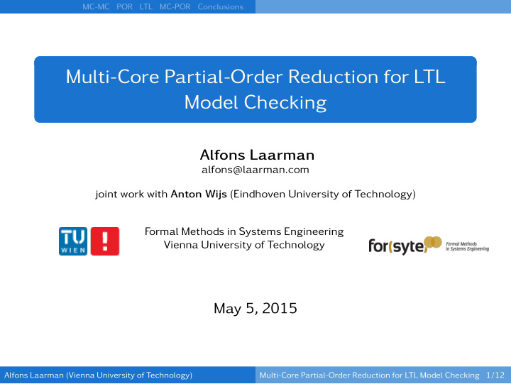 multi core partial order reduction for ltl model checking