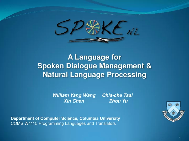 spoken dialogue management