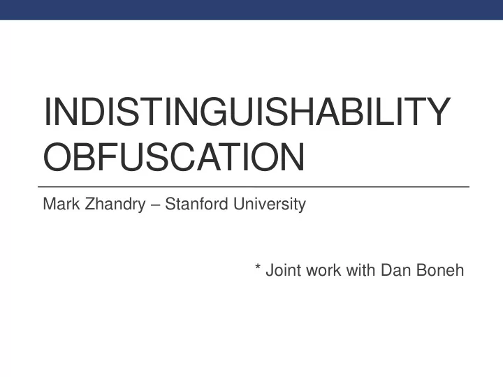 indistinguishability obfuscation