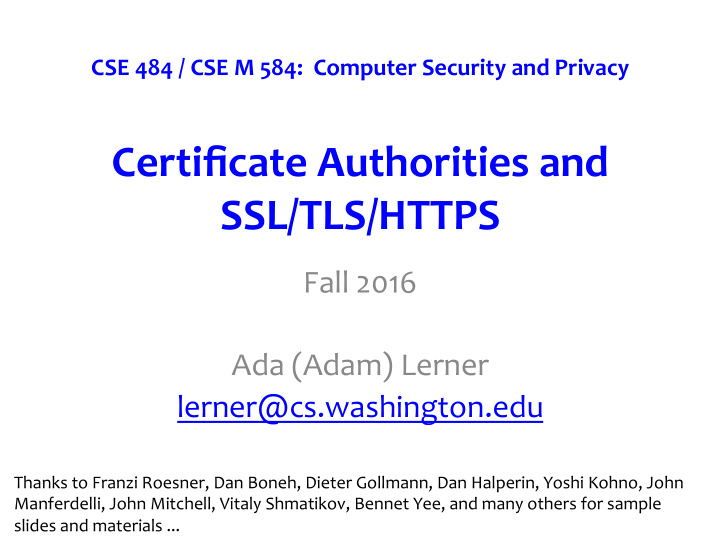certificate authorities and