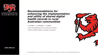 Recommendations for  enhancing the implementation  and utility of shared digital  health records in