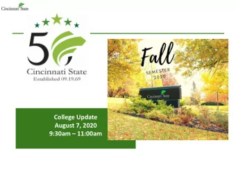 College Update  August 7, 2020  9:30am  11:00am  AGENDA    Welcome &amp; Introduction