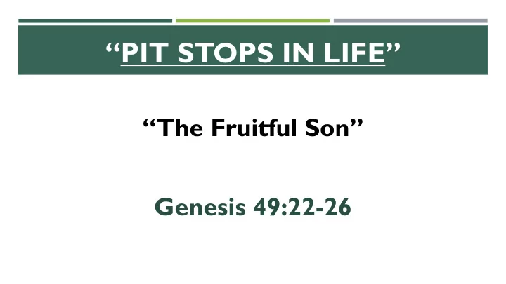 pit stops in life