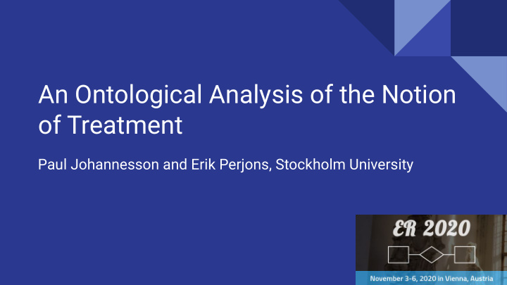 an ontological analysis of the notion of treatment