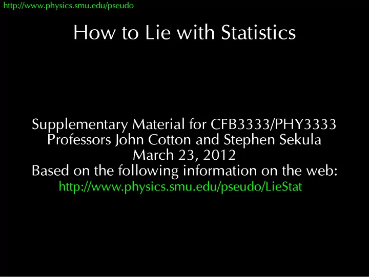 how to lie with statistics