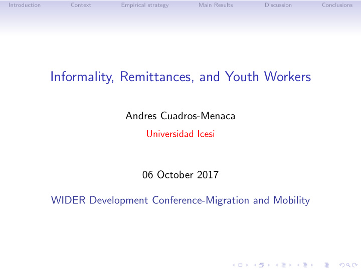informality remittances and youth workers