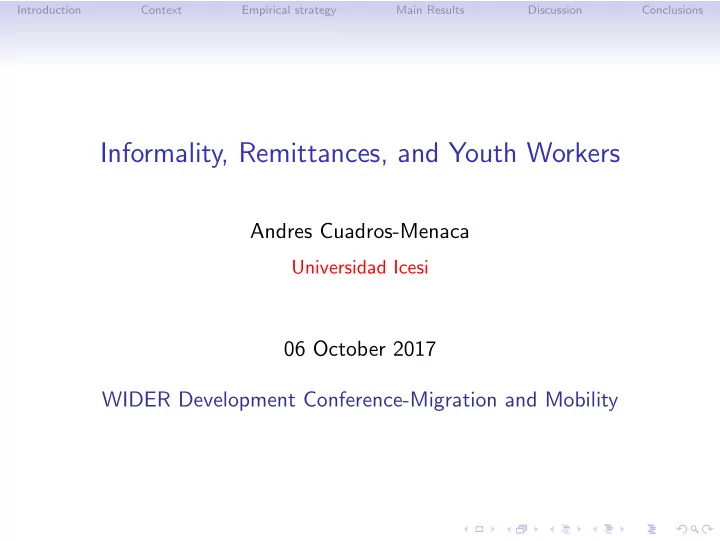 informality remittances and youth workers