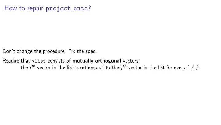 how to repair project onto