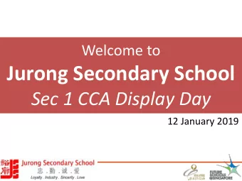 Jurong Secondary School  Sec 1 CCA Display Day  12 January 2019  Programme Overview  Principals