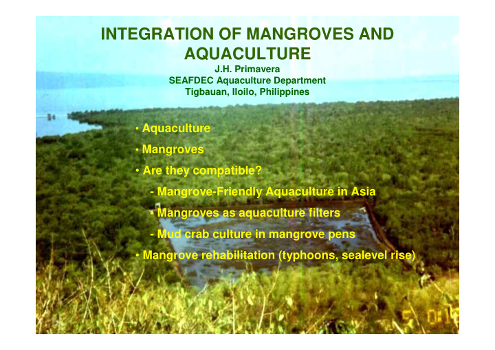 integration of mangroves and aquaculture